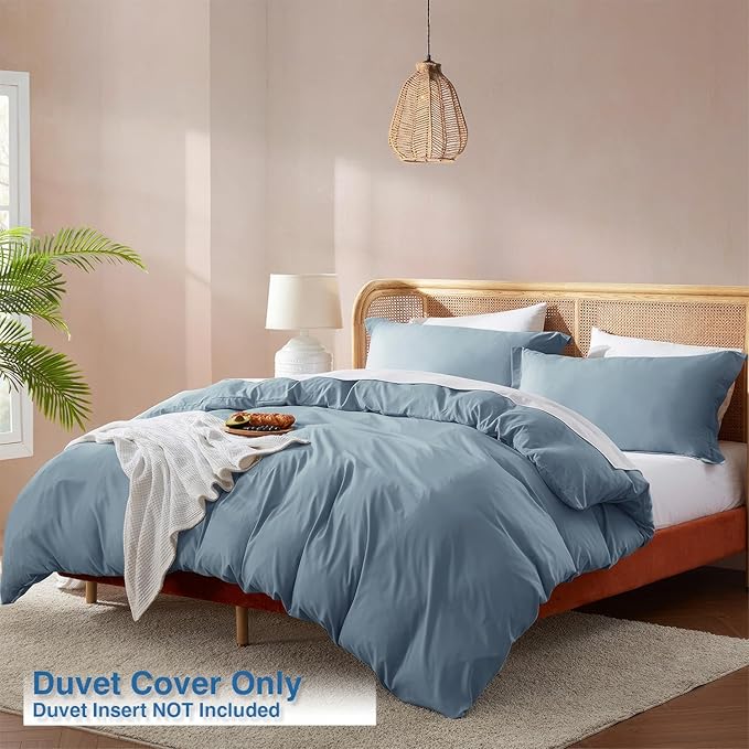 Nestl Twin Duvet Cover Set - Soft Double Brushed Stone Blue Duvet Cover Twin/Twin XL, 2 Piece, with Button Closure, 1 Duvet Cover 68x90 inches and 1 Pillow Sham