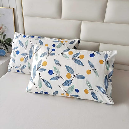 SDIII 3PCS Blue Floral Comforter Set Queen, Soft Microfiber Lightweight Blue Floral Comforter Queen, Vintage Coquette Bedding Quilt Set for All Season