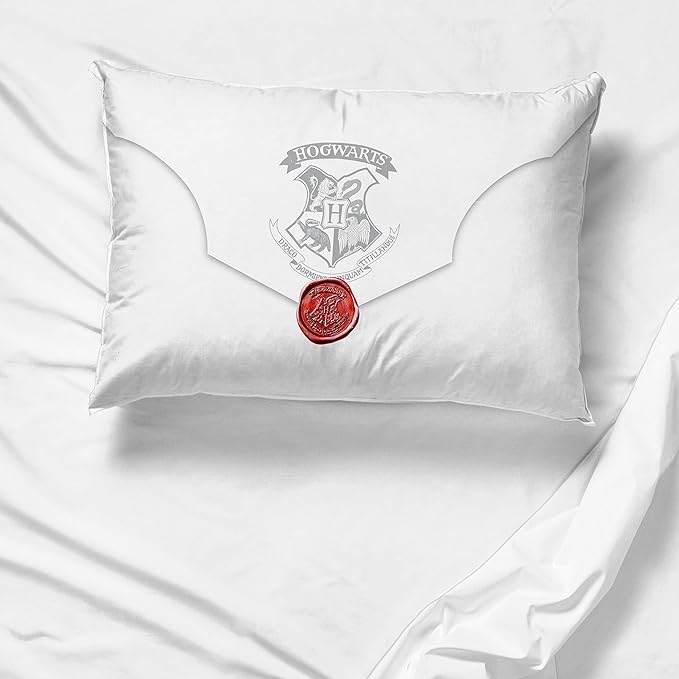Jay Franco Harry Potter Lettered 1 Pack Pillowcase - Double-Sided Kids Super Soft Bedding - Features Hogwarts Invitation Sealed Envelope (Official Harry Potter Product)