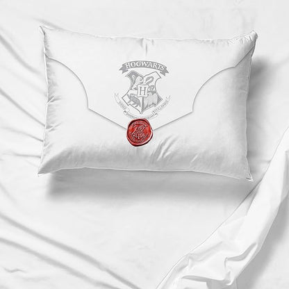 Jay Franco Harry Potter Lettered 1 Pack Pillowcase - Double-Sided Kids Super Soft Bedding - Features Hogwarts Invitation Sealed Envelope (Official Harry Potter Product)