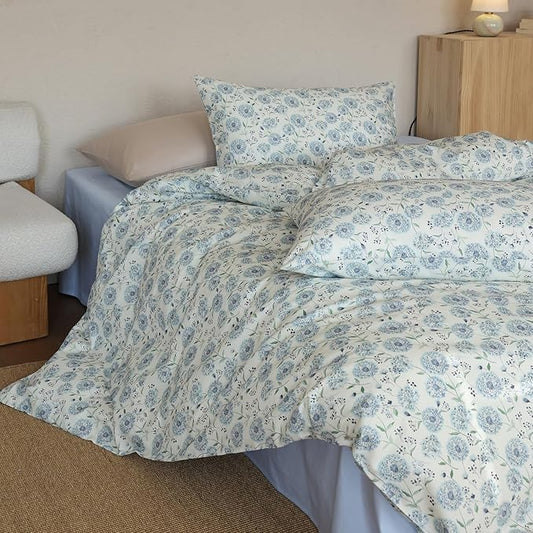 Floral Twin XL Comforter Down Alternative Boho Bedding Set 100% Cotton Cute Fluffy Lightweight Bedding Comforter Sets for Girls Soft Puffy Teen Bed Comforter with 2 Pillowcases