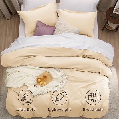 Bedsure Alabaster Gleam Duvet Cover Full Size - 3 Pieces Prewashed Extra Soft Bedding Set, Includes 1 Duvet Cover 80x90 Inches with Zipper Closure & 2 Pillow Shams, Comforter Not Included