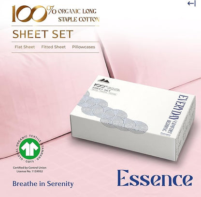 Mayfair Linen 100% Organic Cotton Sheets California King Size - 4 PC Organic Cotton Cal King Size Percale Weave Sheet Set, Soft, Cooling & Crisp, 16" Deep Pocket Hotel Quality Bedding Set - Blush