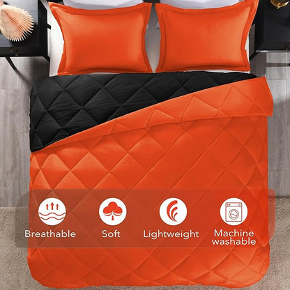 downluxe Queen Comforter Set - Flame and Black Queen Comforter, Soft Bedding Sets for All Seasons -2 Pieces - 1 Comforter (88"x92") and 1 Pillow Sham(20"x26")