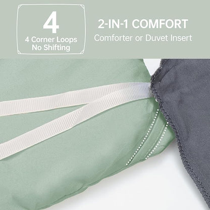 MUXHOMO Full Comforter Sets, All Season Ultra Soft Down Alternative Bedding - 3 Piece Lightweight Bed Set Includes 1 Comforter (82"x86") and 2 Pillow Shams (20"x26"), Sage Green