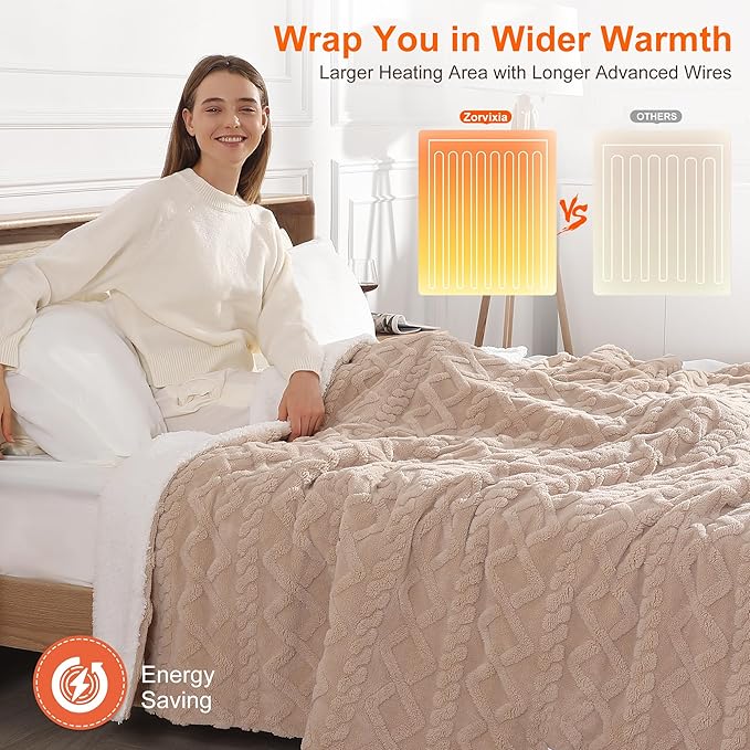 Heated Blanket King Size 90"x100" - Washable Dual Control Heated Blankets with 5 Heat Levels and 10 Hours Auto-off, ETL & FCC Certified and Overheat Protection, House Warming Gifts New Home (Beige)