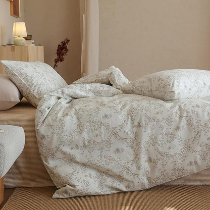 Floral XL Twin Comforter Set Boho Fluffy Bedding Set Cotton Down Alternative Girl Farmhouse Bedding Comforter Sets Chic Soft Lightweight Breathable Bed Comforter with 2 Pillowcases