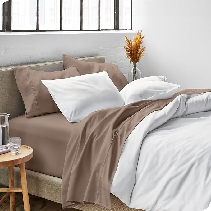 Bare Home Twin Sheet Set - 1800 Ultra-Soft Microfiber Twin Bed Sheets - Double Brushed - Deep Pockets - Easy Fit - 3 Piece Set - Bedding Sheets & Pillowcases (Twin, Taupe)