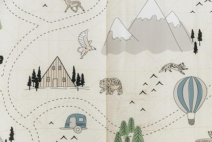 Beddy's Adventure & Wildlife Theme Durable Zipper Bedding for Kids, Bed in a Bag, Cream Comforter & Charcoal Sheets with Outdoor Explorer Design, Includes Pillowcase & Pillow Sham, Easy to Make & Wash