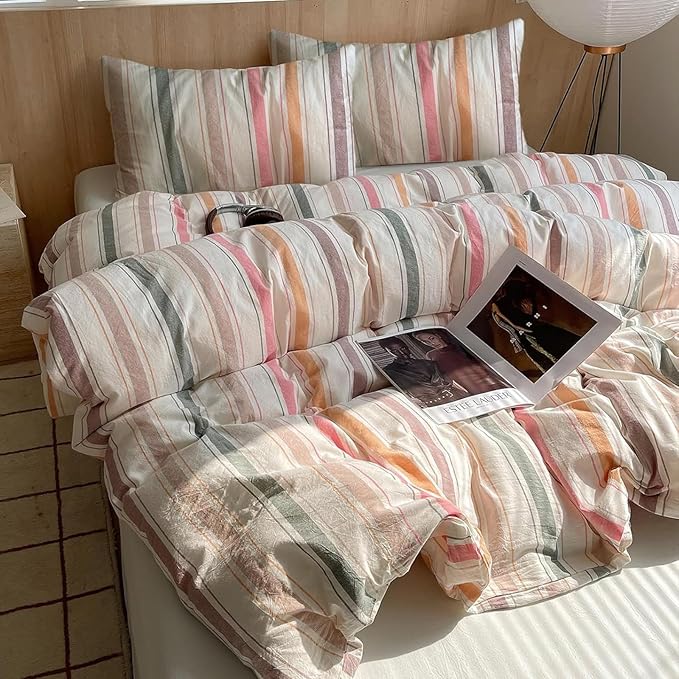 HighBuy Twin XL Comforter Set Boho Geometric Striped Pattern Comforters Fluffy Bedding Comforter Sets 3 Piece Hotel Quilted Striped Bedding Set Comforter for Twin XL Size Bed 2 Pillowcases