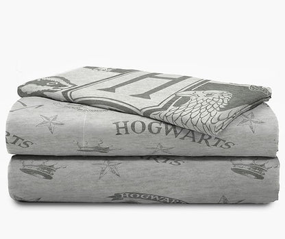 Jay Franco Kids Sheet Set with Fitted, Flat Sheets & Pillow Cover - Ultra-Soft Bedding with Pillowcase for Room Decor, Gray - Harry Potter, 3 Piece Twin
