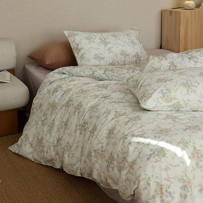 Floral Comforter King Size Fluffy Boho Bedding Set Soft Cotton Down Alternative Girls Bedding Comforter Sets Cozy Lightweight Cute All Season Bed Comforter with 2 Pillowcases