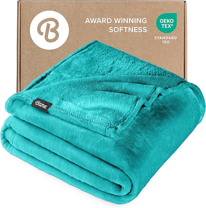 Bare Home Fleece Blanket - Twin/Twin Extra Long - Ultra-Soft Lightweight for Bed, Sofa, and Couch - Luxury Microplush - Cozy Warm Blanket (Twin/Twin XL, Emerald)