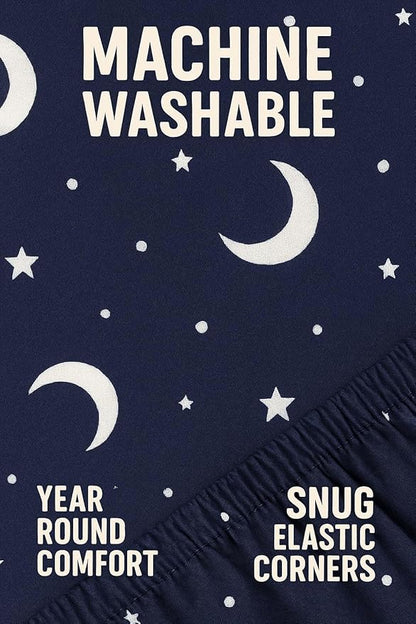 Heritage Kids 3-Piece Twin Sheet Set - Constellation Print Bedding with Top Sheet, Fitted Sheet & Pillowcase – Soft Microfiber Sheets for Boys or Girls, Navy Blue – Cozy & Machine Washable