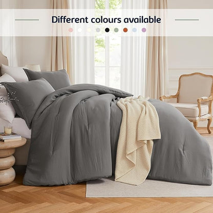 Oversized Queen Comforter Sets Grey,3PCS Soft Lightweight Breathable Bedding Comforter Sets for All Season, Queen XL(98''×98'' Comforter & 2 Pillowcases)