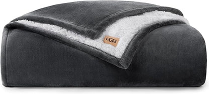 UGG Nita Twin Blanket, Plush Soft Twin XL Fuzzy Blanket for Bed or Oversized Throw for Couch, Cozy Bedding, Luxury Bedroom Decor, 66-inch x 90-inch, Charcoal Grey
