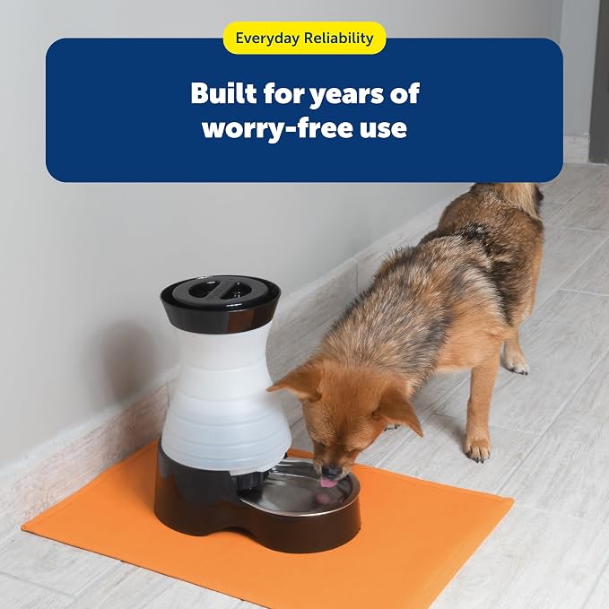 PetSafe Healthy Pet Water Station, 320 oz, Stainless Steel Bowl, Large | Gravity-Fed Pet Water Fountain Keeps Cats or Small Dogs Hydrated, Stainless Steel Bowl Is Dishwasher Safe