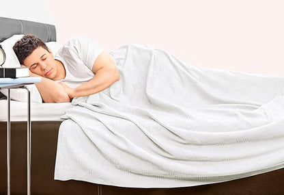 Utopia Bedding White 100% Cotton Blanket [Queen Size - 90x90 Inch] Lightweight, Soft and Breathable Thermal Blanket for All Seasons