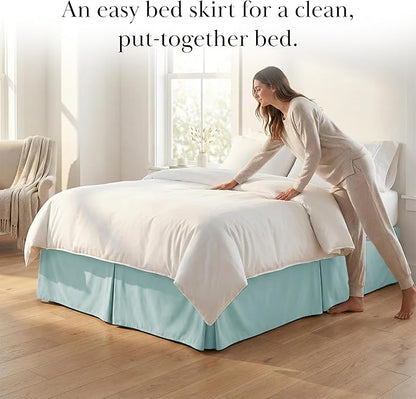 Southshore Fine Living, Inc. Bed Skirt, Full Bed, 14-Inch Drop Pleated Bedskirt for Full Mattress, Dust Ruffle Box Spring Cover, Sky Blue