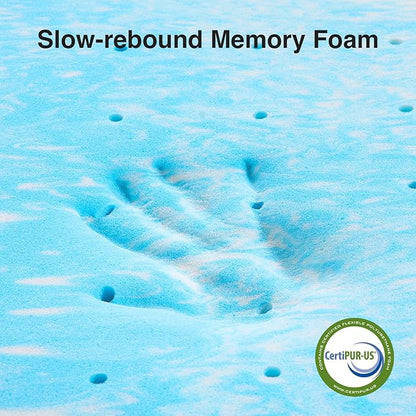 Novilla Memory Foam Mattress Topper Twin - 2 Inch Cooling Gel Infused Memory Foam | Slow-Rebound Pressure Relief | CertiPUR Certified | Comfort for Sleeper Sofa, RV, Camper, Dorm Room