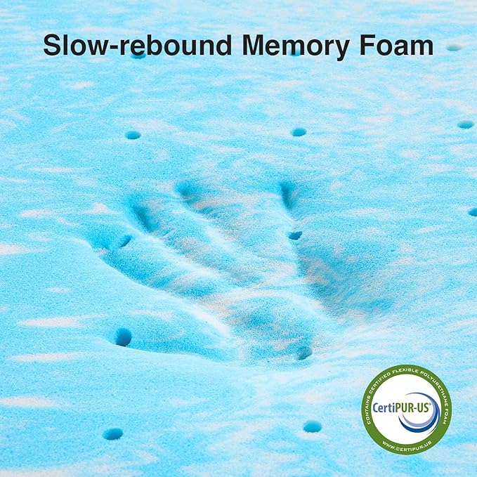 Novilla King Mattress Topper - 3 Inch Cooling Gel Infused Memory Foam Mattress Topper | Slow-Rebound Pressure Relief | Comfort for Sleeper Sofa, RV, Dorm Room