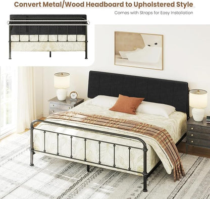 King Size Headboard Only-No Assembly Required, Black | Easy to use no assembly required, Linen fabric and extra-thick foam for added comfort, Modern style headboard king size