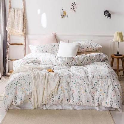 HighBuy Vintage Style Twin XL Comforter Set Vibrant Floral Comforter Set Twin XL Soft for Kids Girl Cute Cottagecore Botanical Flower Bedding Comforter Fluffy Bedding Sets 3 Piece Comforter Set