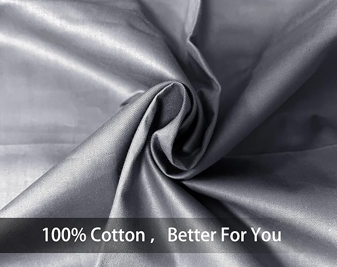iMaylex Soft 100% Egyption Cotton Zipper Pillow Case, Cozy and Lightweight Pillowcase, Set of 2, Grey, Queen, 20" x 30"
