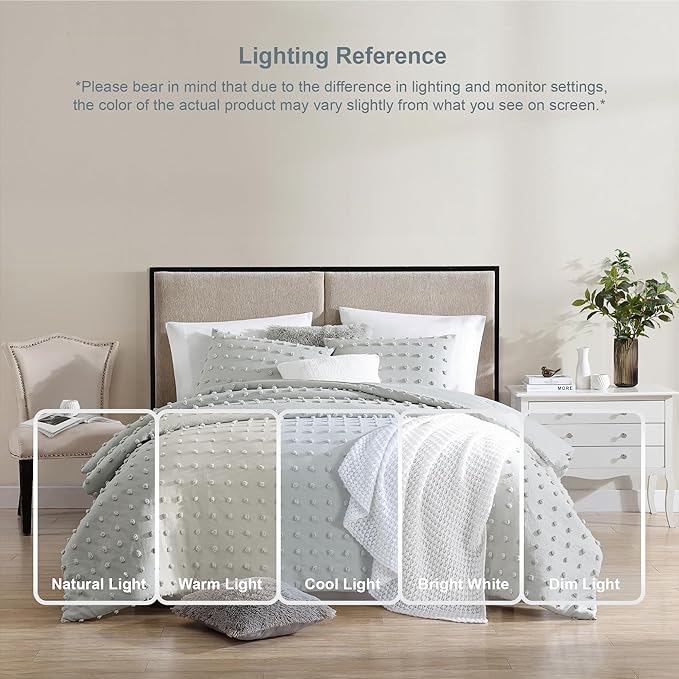 Swift Home Full/Queen Gray Comforter Set - Decorative Tufted Pom Poms Bedding Set - 3 Pieces Bed Linen, 1 Comforter and 2 Pillow Shams