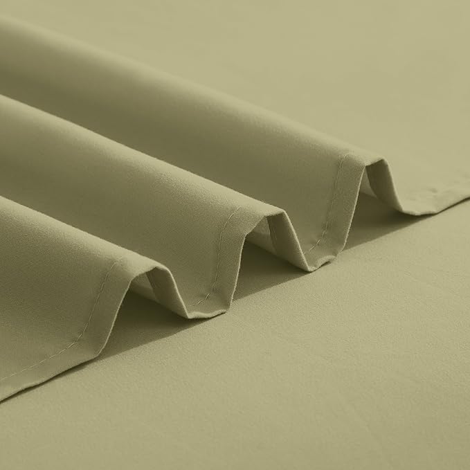 Elegant Comfort Luxurious 1500 Premium Hotel Quality Microfiber Three Line Embroidered Softest 4-Piece Bed Sheet Set, Wrinkle and Fade Resistant, Queen, Sage-Green
