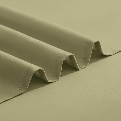 Elegant Comfort Luxurious 1500 Premium Hotel Quality Microfiber Three Line Embroidered Softest 4-Piece Bed Sheet Set, Wrinkle and Fade Resistant, Queen, Sage-Green