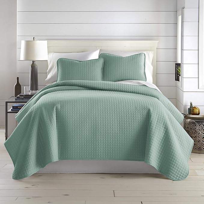 Southshore Fine Living, Inc. Twin Quilt Coverlet Bedding Set, Soft Brushed Microfiber Bedspread, Stain and Pet Hair Resistant Bedding, XL/Twin Blue Quilt Comforter Set with 1 Pillow Sham, Steel Blue