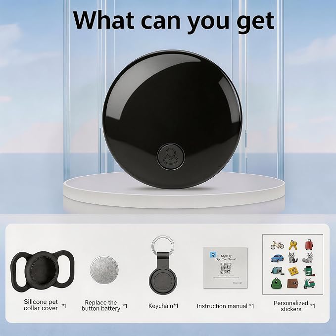 GPS Tracker for Dogs & Cats, No Monthly Fee, No SIM Card, Real-Time Positioning & Smart Anti-Lost Alerts,Mini Waterproof Drop-Proof Pet Tracker,Long Battery Life,for iOS Find My【Apple MFi Certified】 ﻿