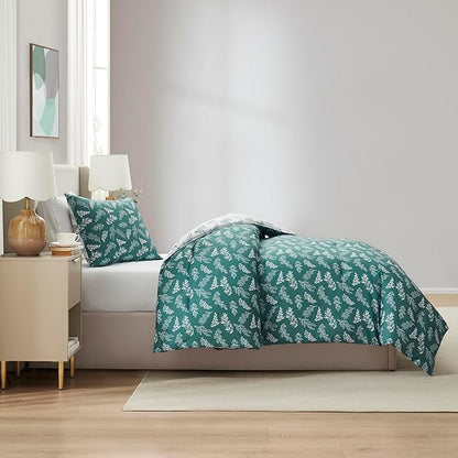 Nestl Twin/Twin XL Comforter Set - Green Bed in a Bag Twin, 2 Pieces Reversible Bed Set, Soft Floral Bedding Set for College Dorm, All Season Botanical Comforters with Pillow Sham