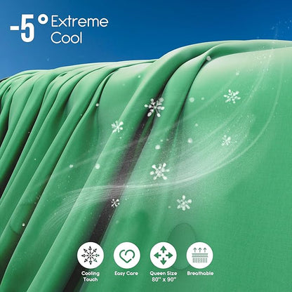 Sheal Cooling Comforter Queen Size 80'' x 90'', Q-Max Rating of >0.4, Double-Sided Cool Tech Comforter & Colors, All-Season Lightweight Blanket to Quickly Cool Down, Watermelon Green