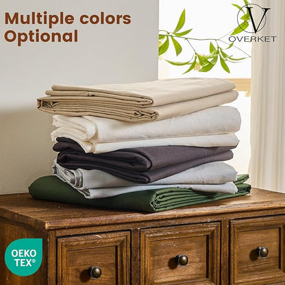 100% Linen Sheets California King Size,Breathable & Durable 4-Piece Bed Flax Sheet Set,Soft All-Season Bedding for Hot Sleepers 16" Deep Pocket Oeko-TEX Certified,（Cal King, White）