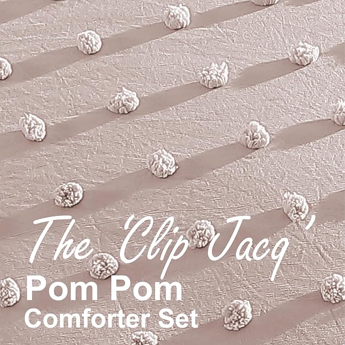 Swift Home Twin/Twin XL Blush Comforter Set - Decorative Tufted Pom Poms Bedding Set - 2 Pieces Bed Linen, 1 Comforter and 1 Pillow Sham