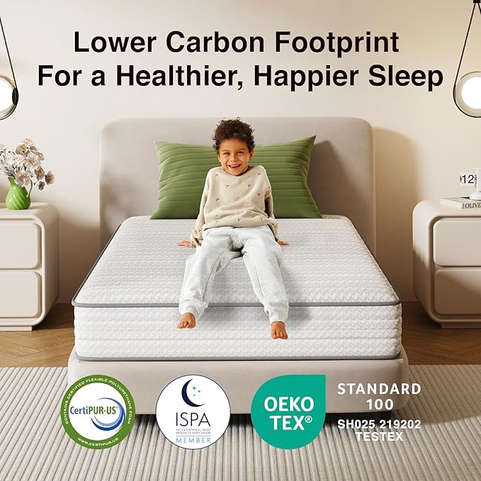 Novilla Queen Mattress, 6 Inch Queen Size Mattresses in a Box with Smarts™ Coil for Pressure Relief, Medium Plush Foam and Spring Hybrid Colchones with CertiPUR-US Certified for Kids