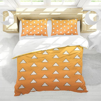 INFLAG Anime Bedding Set, 3-Piece Anime Duvet Cover Queen Size Ultra Soft Breathable 3D Printed Microfiber Comforter Cover, Cartoon Quilt Cover, Teen Comforter Cover with 2 Pillowcases (Queen,Yellow)