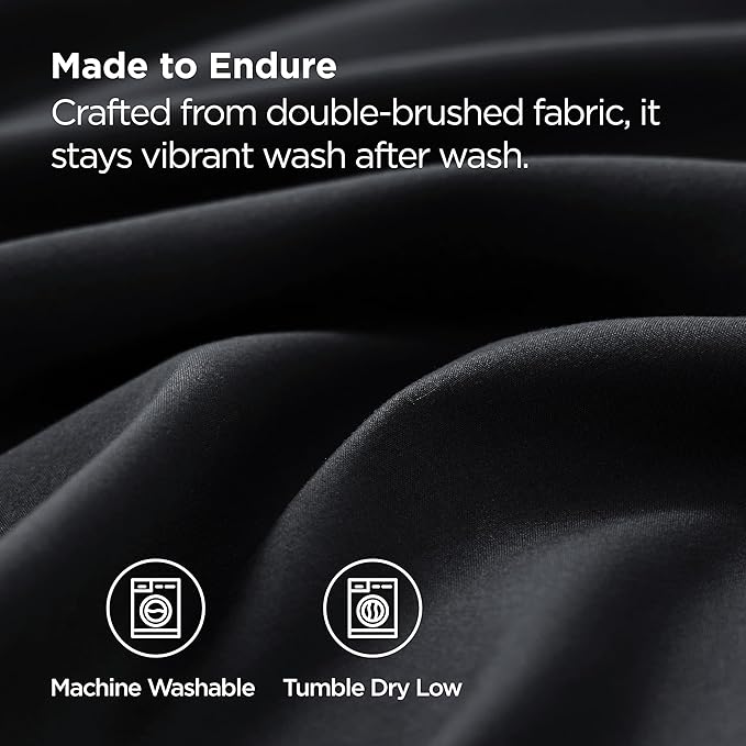 Bedsure Pillow Cases Standard Size Set of 2 - Black Brushed Microfiber Pillowcases, Super Soft Pillowcase, Pillow Case Covers with Envelope Closure for Kids, Wrinkle, Fade Resistant, 20x26 Inches