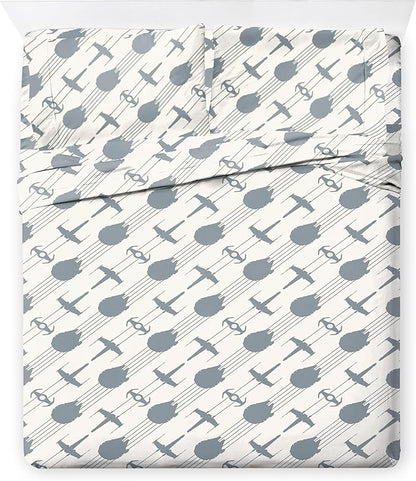 Jay Franco Star Wars Queen Size Comforter Set - 7 Piece Bedding Includes Sheet Set & Pillow Covers - Super Soft Cozy Bedding with Death Star and Millennium Falcon