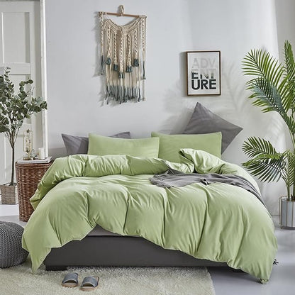 KAREVER Sage Comforter Set Queen Green Bedding Set Girls Bed Comforter Set Breathable Blanket Teens Light Sage Green Lightweight Quilts Set Queen Size