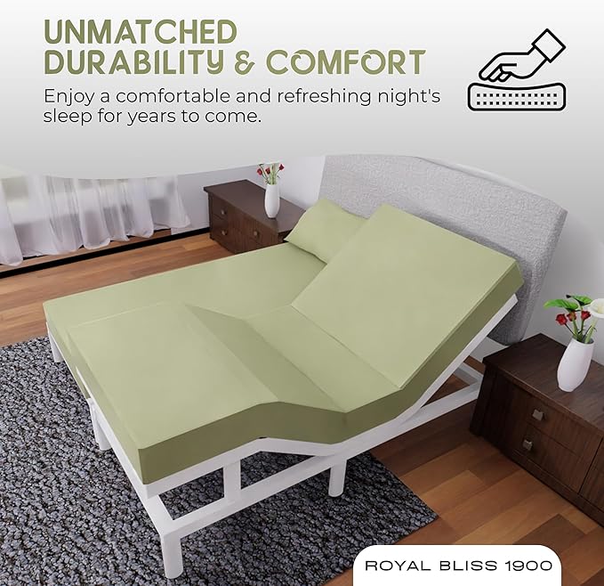 Split Queen Sheets - 5 Pcs Set for Adjustable Bed - Soft, Wrinkle-Resistant (Sage)