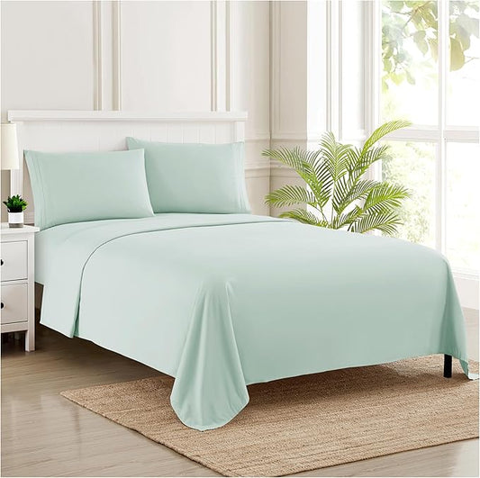 King Size Sheets - Breathable Luxury Bed Sheets with Full Elastic & Secure Corner Straps Built In - 1800 Supreme Collection Extra Soft Deep Pocket Bedding Set, Sheet Set, King, Mint