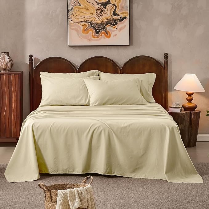 100% Linen Sheets Queen Size,Breathable & Durable 4-Piece Bed Flax Sheet Set,Soft All-Season Bedding for Hot Sleepers 16" Deep Pocket Oeko-TEX Certified,（Queen, Brown Taupe）