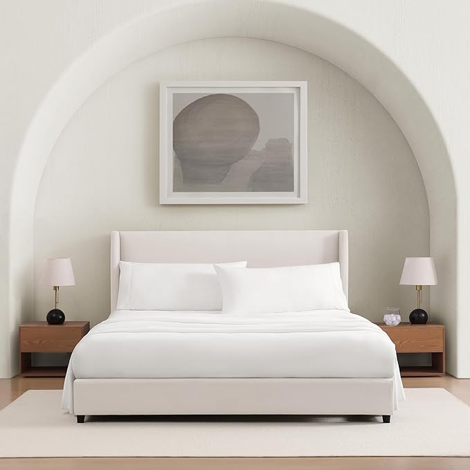 UGG Hedi Cali King Sheet Set 4-Piece Luxury Cooling Sheets Deep Pockets Premium Bedding with 2 Pillow Shams Hypoallergenic Machine Washable Soft Lightweight Bed Set for Bedroom, California King, White
