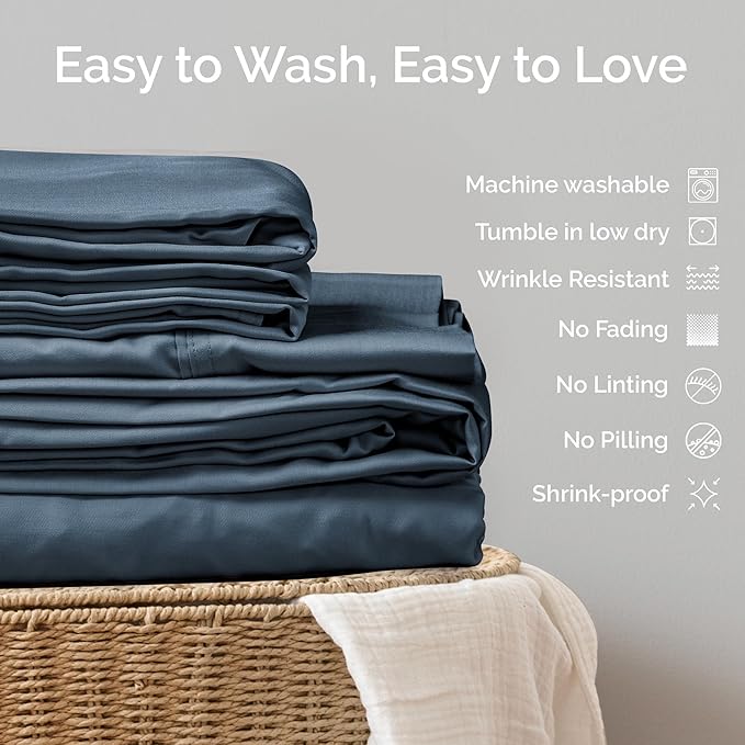 Viscose Bamboo Bed Sheets Full Sizes 4PC Set - Cooling Bedding for Hot Sleepers with Moisture Wicking Technology - Silky Soft 16 Inch Deep Pocket - Storm 54"x75"