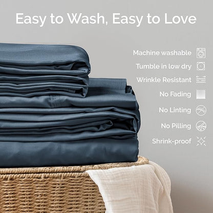 Viscose Bamboo Sheets - Cal King Sheet Set 4PC - Cooling Sheets for Hot Sleepers with Moisture Wicking Technology - Silky Soft 18 Inch Deep Pocket - Storm 72"x84"