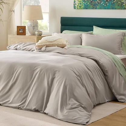 Bedsure Cooling Duvet Cover King Size - Moisture Wicking and Silky Eucalyptus Lyocell Cotton Hybrid Comforter Cover Set for Hot Sleeper - Buttery Soft and Breathable, Cooling Bedding Set, Sand
