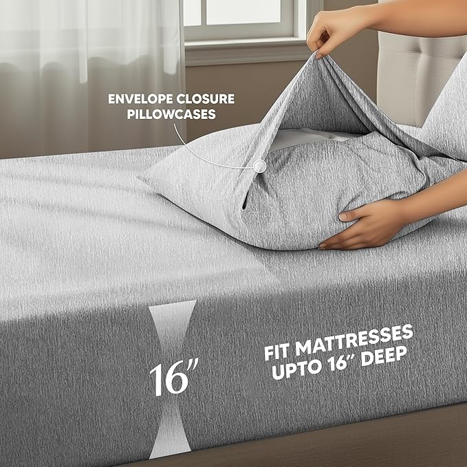 Utopia Bedding Twin Sheet Set – 3 Piece Bed Sheets for Cal King Size Bed, Soft and Breathable Microfiber, Includes 1 Fitted Sheet, 1 Flat Sheet and 2 Pillowcases (Heather Grey)